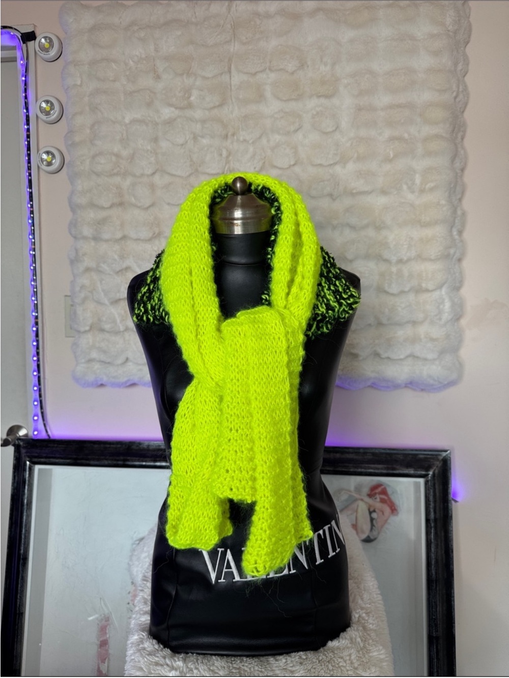 Neon Yellow Knit Scarf - Women Accessories